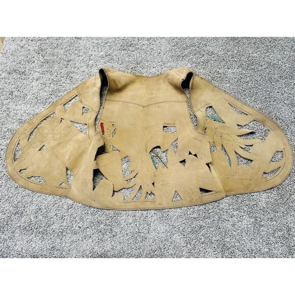 RARE Custom Leather Applique Texas Scenic Suede Vest Lifestyle Texan Cowboy - Picture 9 of 14